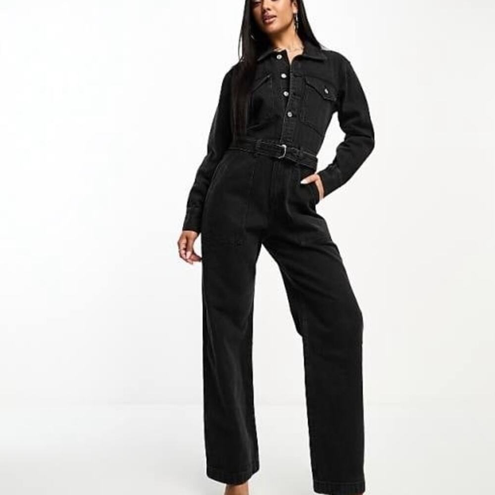 Abercrombie & Fitch Boilersuit Denim Jumpsuit – Long Sleeve Black Size S Nwtg
